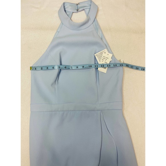 AQUA SZ 10 Blue Hi Low Ruffled Midi Halter Faux Wrap  Dress NWT$238 B91 - Picture 7 of 8